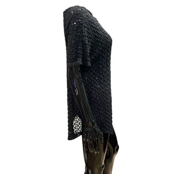 Anthropologie Staring at Stars black crochet short sleeve sweater size medium - Picture 4 of 8